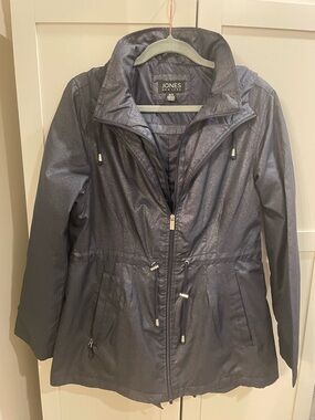 Jones New York Women's Navy Metallic-Effect Utility Jacket